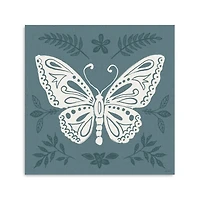 Blue Botanical Butterfly Canvas Art Print