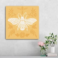 Yellow Botanical Bee Canvas Art Print