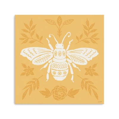 Yellow Botanical Bee Canvas Art Print