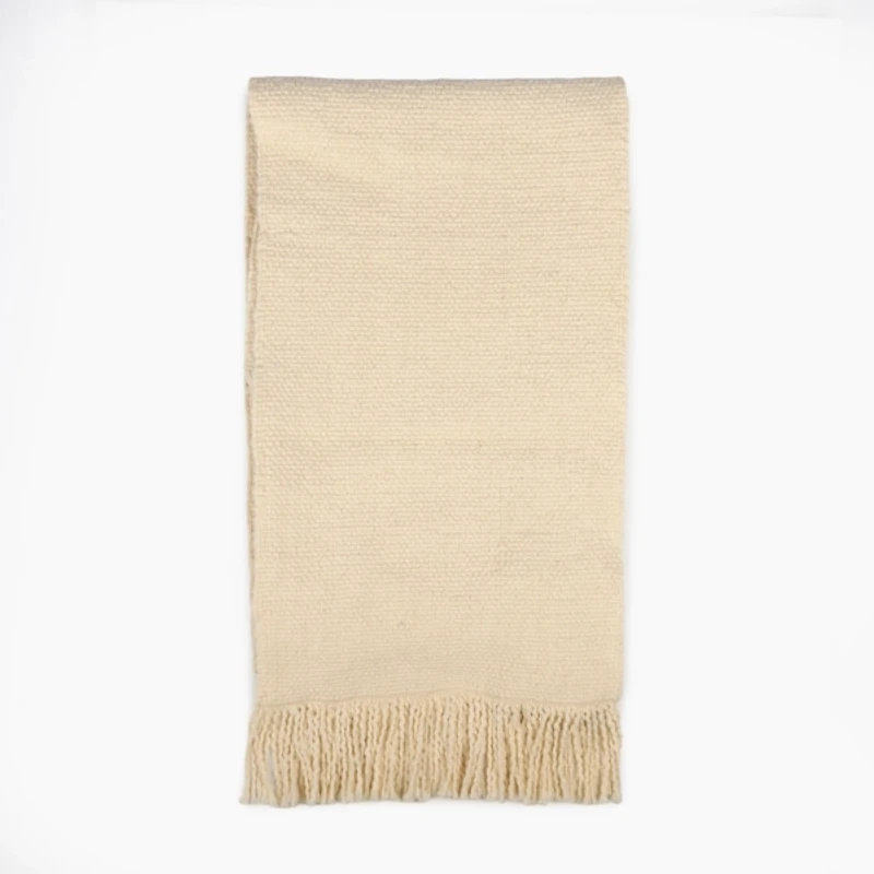 Ivory Woven Elise Fringe Table Runner
