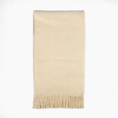 Ivory Woven Elise Fringe Table Runner