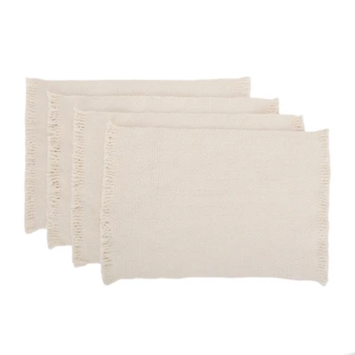 Ivory Woven Elise Fringe Placemats, Set of 4