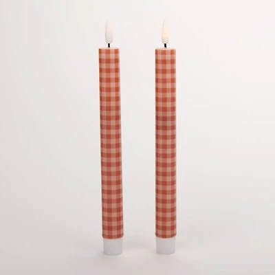 LED Gingham Taper Candles, Set of 2