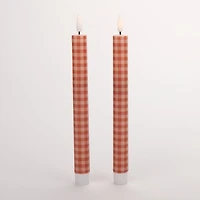 LED Gingham Taper Candles, Set of 2