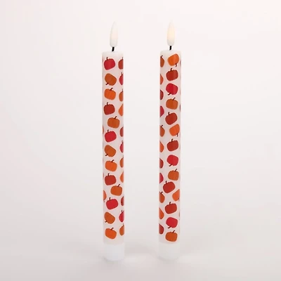 LED Pumpkins Taper Candles, Set of 2