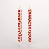 LED Pumpkins Taper Candles, Set of 2