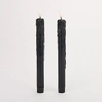LED Black Drip Taper Candles, Set of 2