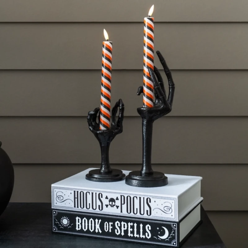 LED Candy Stripe Taper Candles, Set of 2