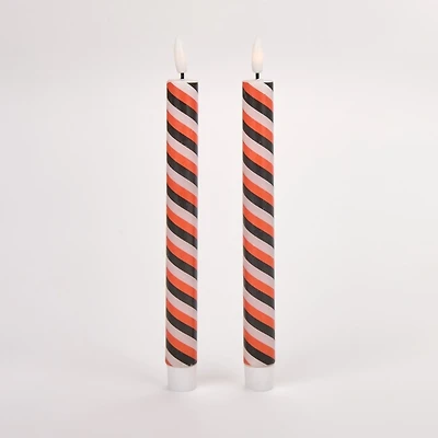 LED Candy Stripe Taper Candles, Set of 2