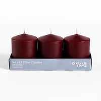 3x4 Burgundy Unscented Pillar Candles, Set of 3