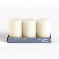 3 in. Ivory Unscented Pillar Candles, Set of 3