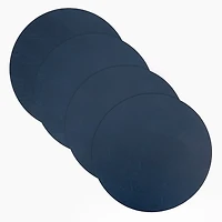 Navy Faux Leather Round Placemats, Set of 4