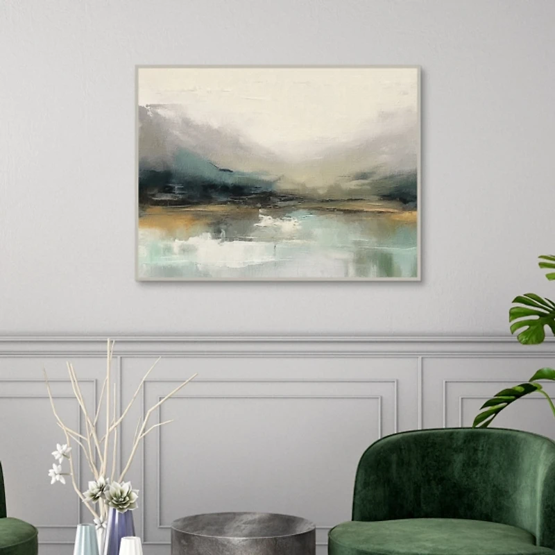 Abstract Blue Landscape Framed Canvas Art Print