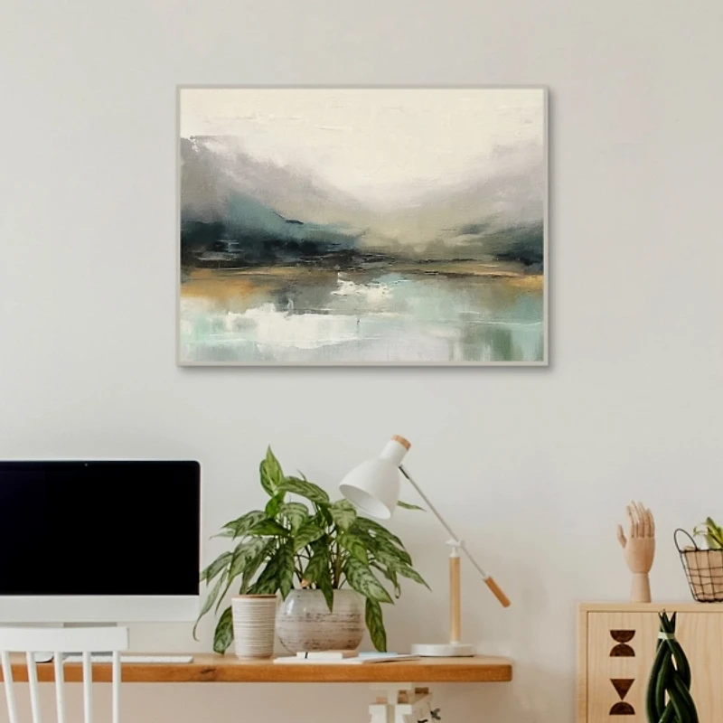 Abstract Blue Landscape Framed Canvas Art Print