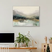 Abstract Blue Landscape Framed Canvas Art Print