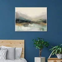Abstract Blue Landscape Framed Canvas Art Print