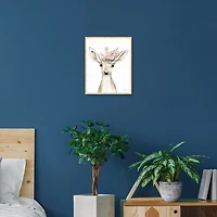 Happy Spring Deer Framed Canvas Art Print