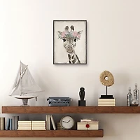 Neutral Giraffe Kids Framed Canvas Art Print