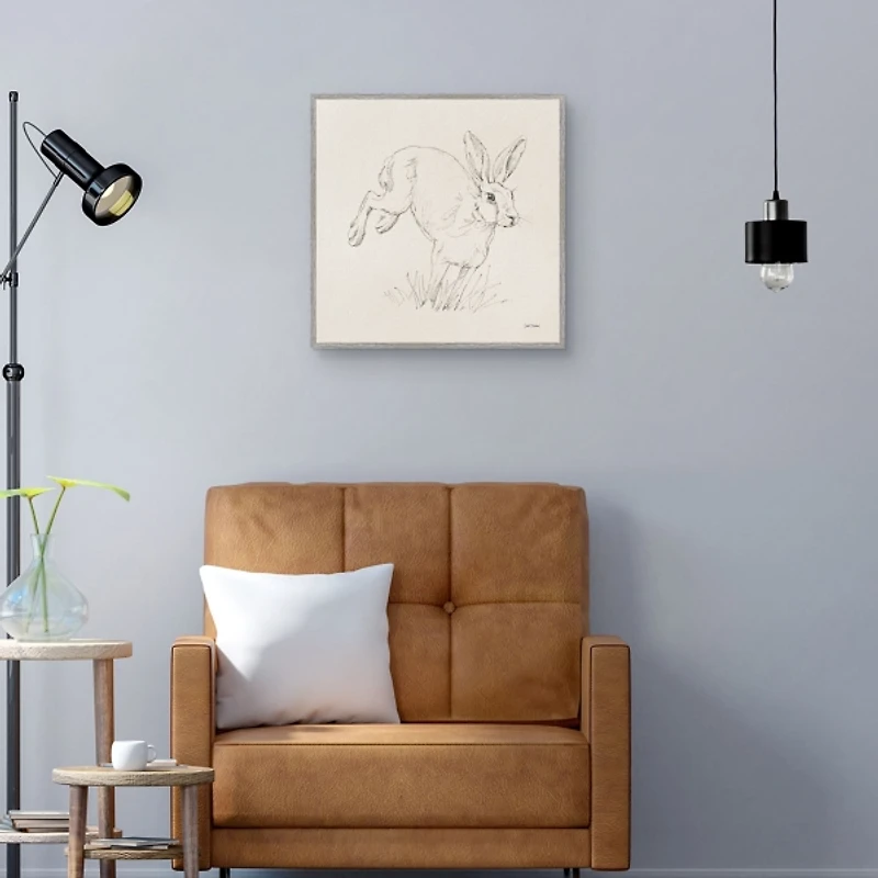 Graceful Rabbit Kids Framed Canvas Art Print