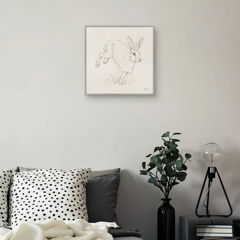 Graceful Rabbit Kids Framed Canvas Art Print