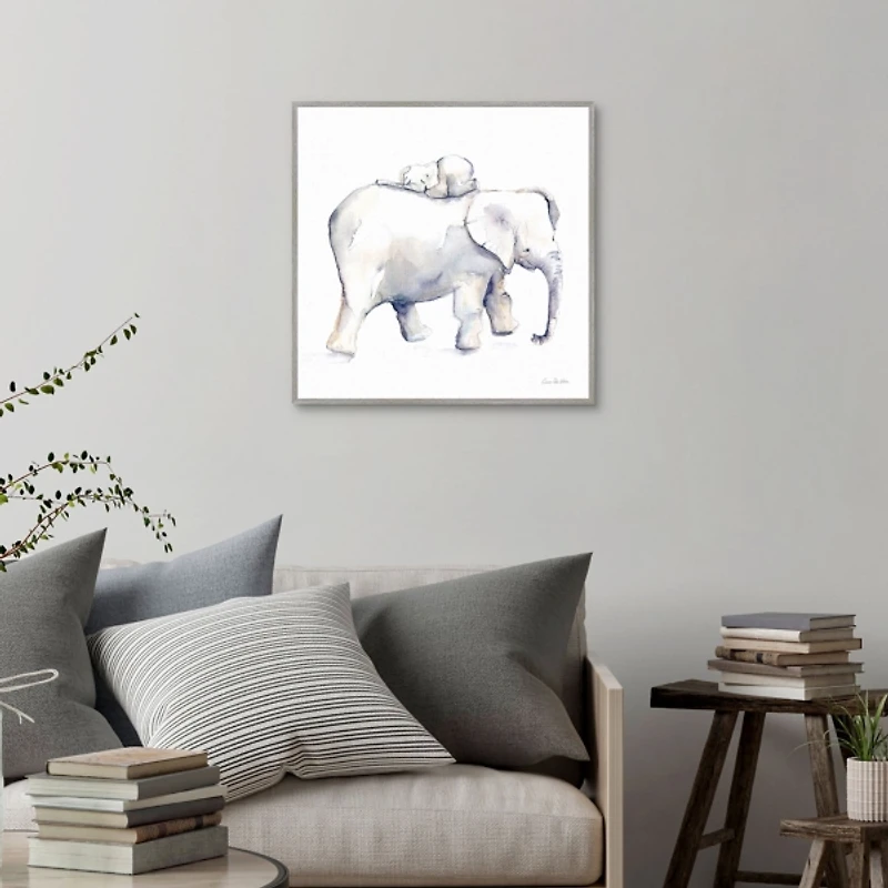 Baby Elephant Kids Framed Canvas Art Print