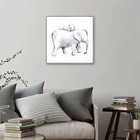 Baby Elephant Kids Framed Canvas Art Print