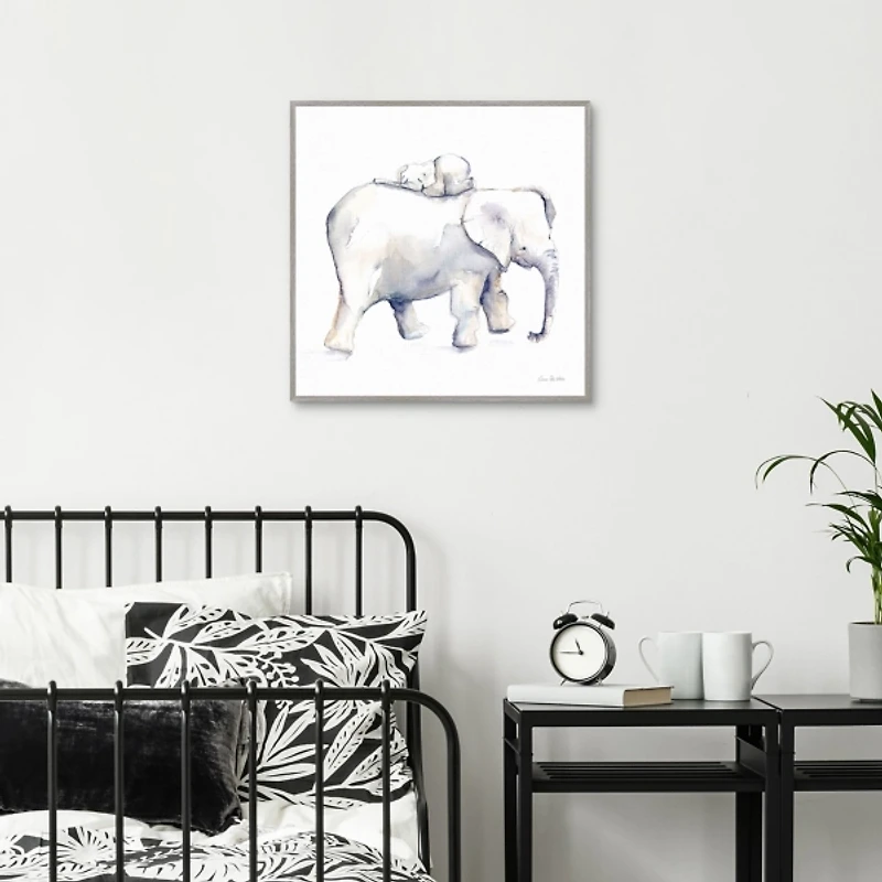 Baby Elephant Kids Framed Canvas Art Print