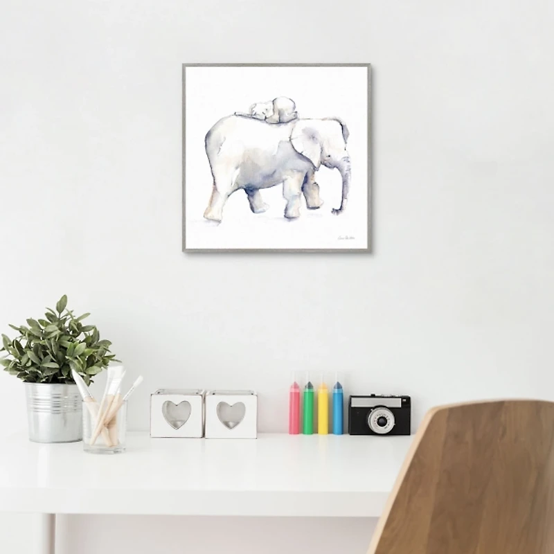 Baby Elephant Kids Framed Canvas Art Print