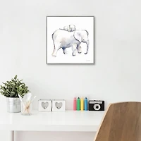Baby Elephant Kids Framed Canvas Art Print