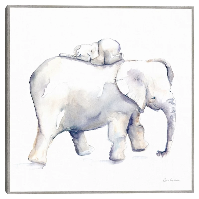Baby Elephant Kids Framed Canvas Art Print