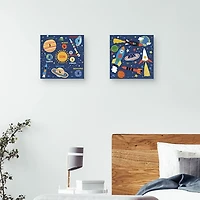 Space Explorer Kids Canvas Art Prints, Set of 2