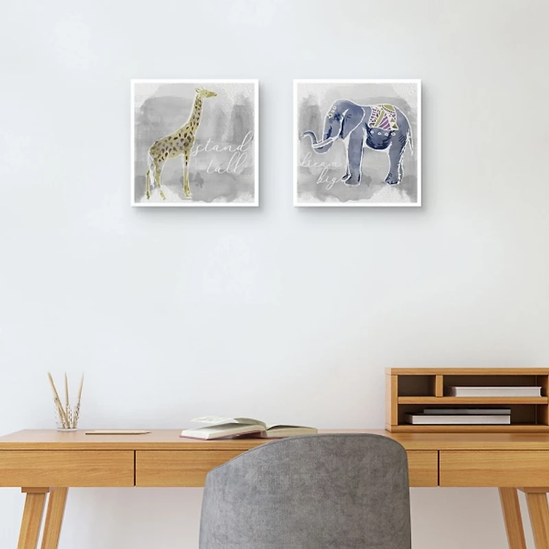 Dream Tall Kids Framed Canvas Art Prints, Set of 2