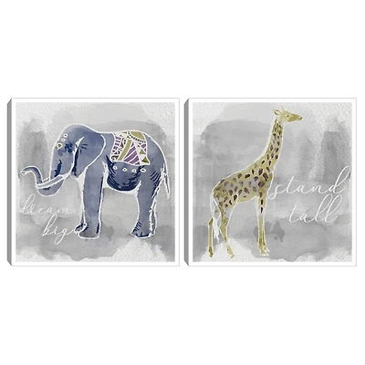 Dream Tall Kids Framed Canvas Art Prints, Set of 2