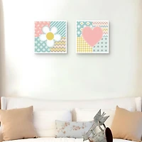 Baby Quilt Kids Framed Canvas Art Prints, Set of 2