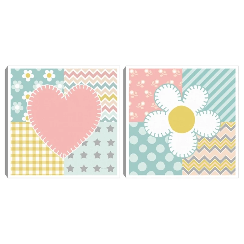 Baby Quilt Kids Framed Canvas Art Prints, Set of 2