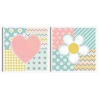 Baby Quilt Kids Framed Canvas Art Prints, Set of 2