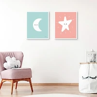 Star Moon Kids Framed Canvas Art Prints, Set of 2