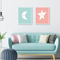 Star Moon Kids Framed Canvas Art Prints, Set of 2