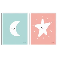 Star Moon Kids Framed Canvas Art Prints, Set of 2