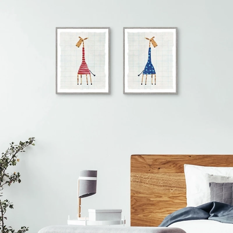 Blue Gerald Framed Canvas Art Prints, Set of 2