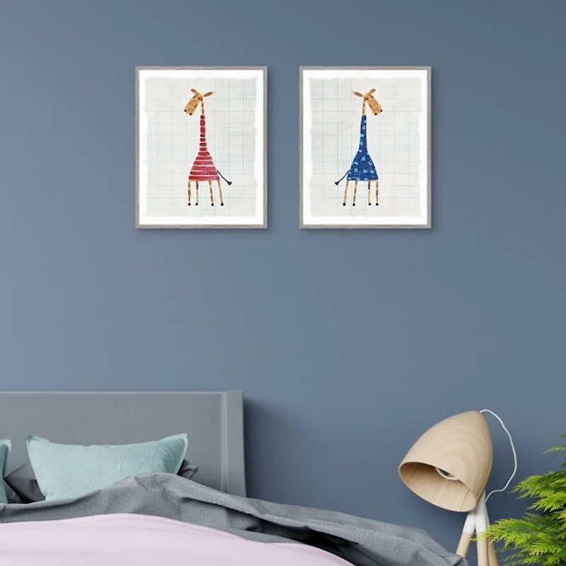 Blue Gerald Framed Canvas Art Prints, Set of 2