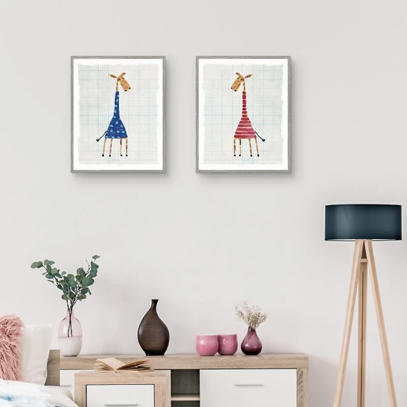 Blue Gerald Framed Canvas Art Prints, Set of 2