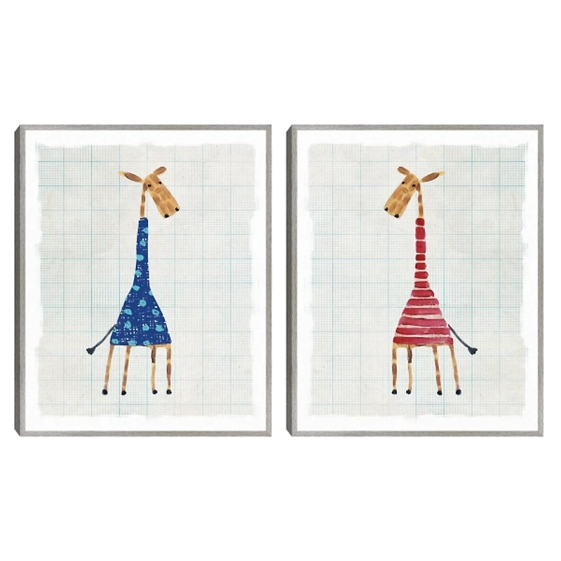 Blue Gerald Framed Canvas Art Prints, Set of 2