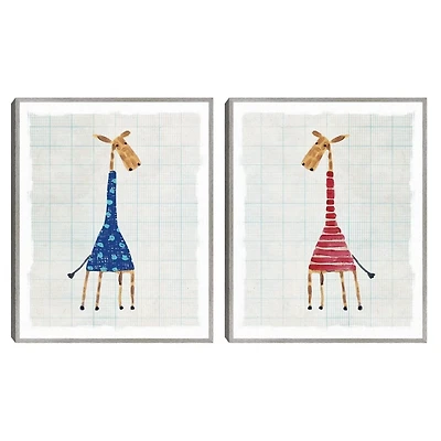 Blue Gerald Framed Canvas Art Prints, Set of 2