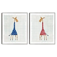 Blue Gerald Framed Canvas Art Prints, Set of 2