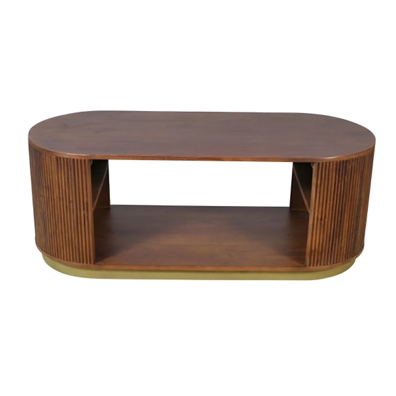 Brown and Brass Fluted Coffee Table