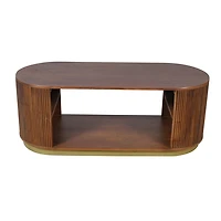 Brown and Brass Fluted Coffee Table