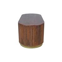 Brown and Brass Fluted Coffee Table