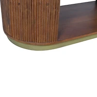 Brown and Brass Fluted Coffee Table