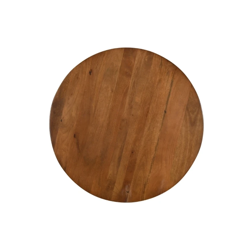 Brown and Brass Fluted Accent Table